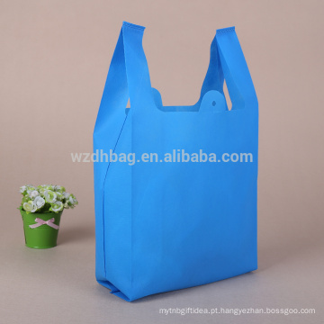 Sacos de empacotamento não tecidos feitos sob encomenda do t-shirt do saco de perfurador do impressão da cor azul da promoção